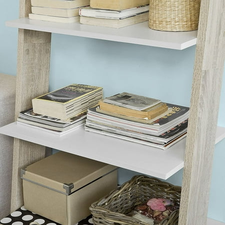 Ladder Shelf Wall Shelf Bookcase Storage Display Shelving Unit with 4 Shelves and Drawer 20% FRG112-WN SoBuy Promotion